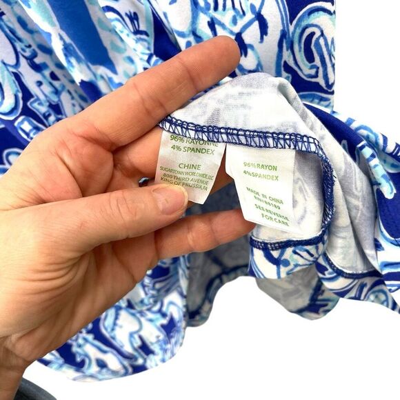 Lilly Pulitzer Ophelia Swing Dress in Get Trunky Size M blue white elephant prin - Picture 10 of 10